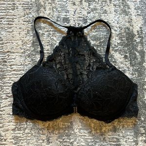 Pink - Black Lace Racerback Bra